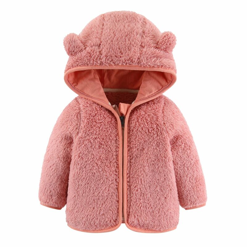 Abrigo de lana con orejas de oso para niños, chaqueta cálida de manga larga, ropa para niños de 0 a 3 años, primavera y otoño