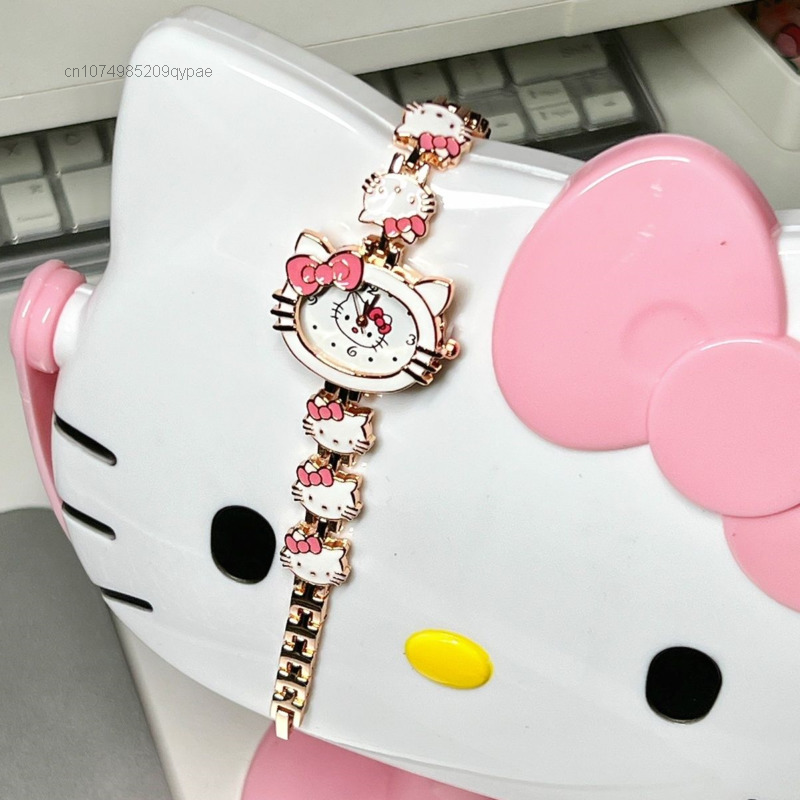 Sanrio Cute Hello Kitty Cartoon Anime Girl Metal Watch Kawaii Friends Student Birthday Gift New Korean Sweet Fashion Wrist Watch