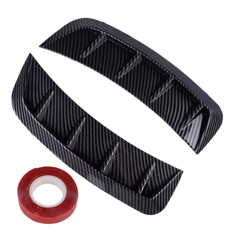 Tira protectora de fibra de carbono para arco de rueda de coche, cubierta embellecedora de guardabarros lateral, color negro, ABS, 1 par