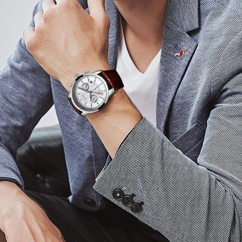 LIGE-Relógio de quartzo de couro casual masculino, Relógio de negócios, Relógios esportivos masculinos, Cronógrafo impermeável, Data, Top Brand, 2022