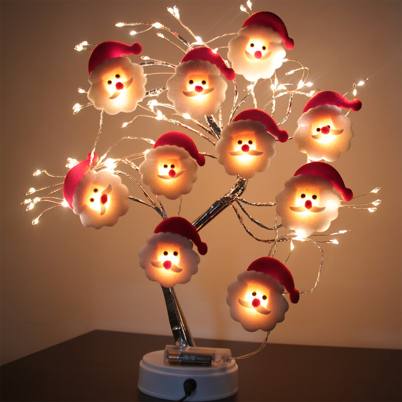 Guirnalda de luz LED con forma de muñeco de nieve para Navidad, decoración navideña para el hogar, adorno de cristal, regalos de Navidad, 10LED