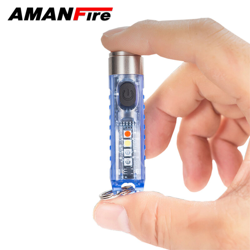 Amanfire S11b Strong Light 11 Modes EDC Flashlight Built in Battery Rechargeable Waterproof Torch Pet Urine Stains UV LED Light