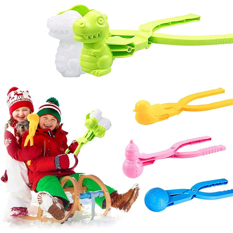4 pak mainan Pembuat bola salju untuk anak-anak, mainan bola salju melawan anak-anak musim dingin luar ruangan klip bola salju permainan salju untuk anak-anak