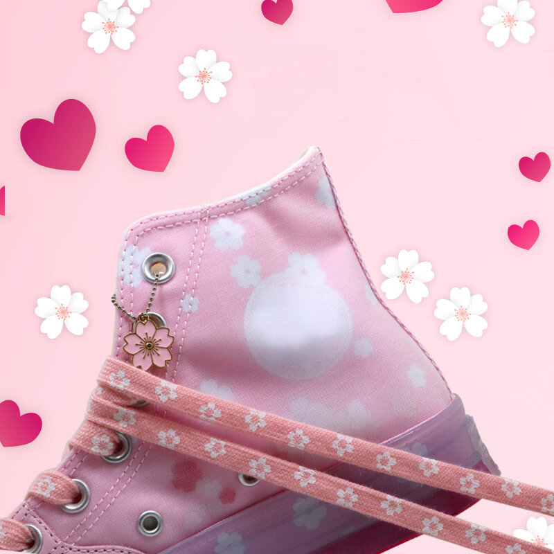 Oryginalny 21styl wiśniowy krawat barwnik printin Blossom różowy AF Shoelace kobieta kwiat sneaker kobieta koronki koronki biały kobiet Shoelace