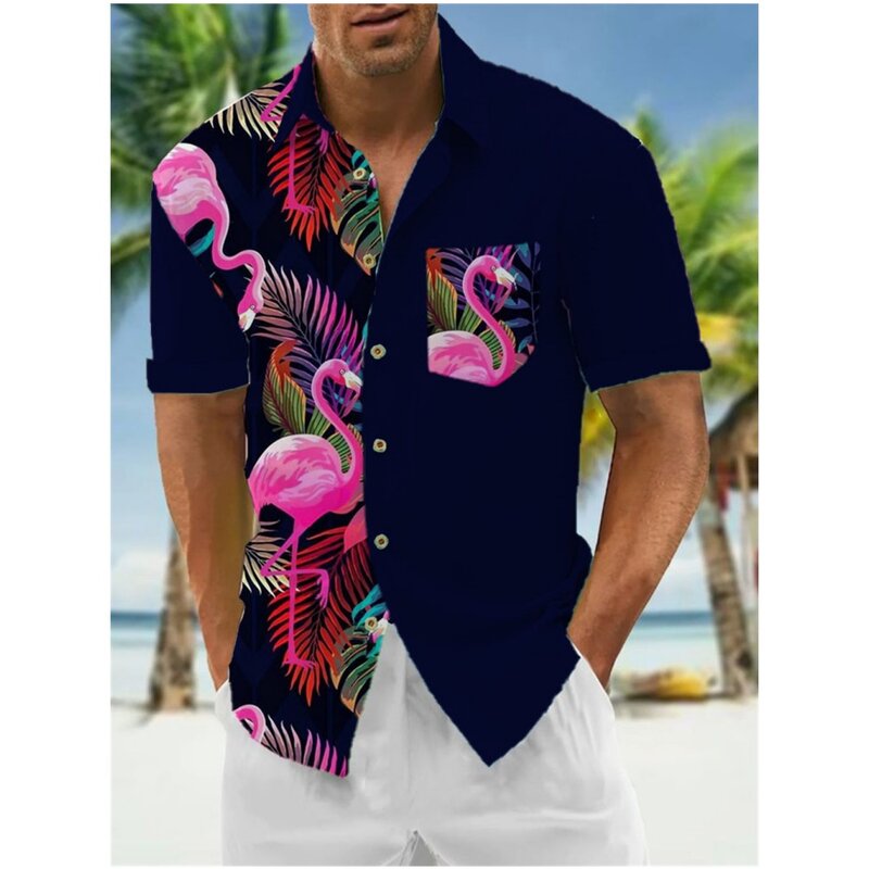 Męska koszula na co dzień koszula hawajska męska letnia 3d Print casualowa koszula z krótkim rękawem dla mężczyzn odzież oddychająca koszule