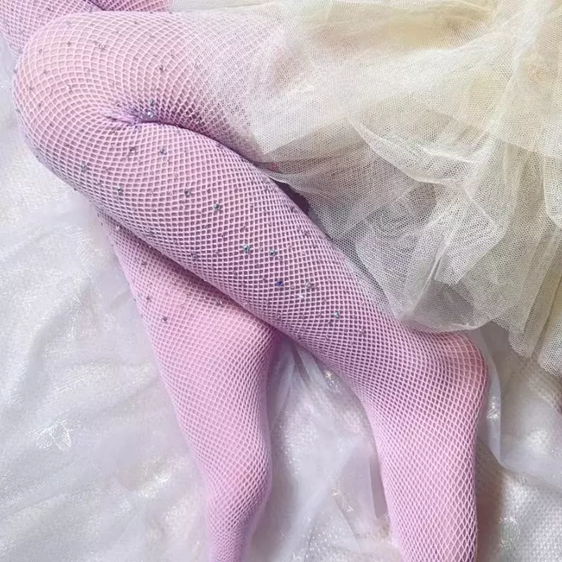 Girls' Baby Fishing Net Stockings Children's Rhinestone Jumpsuit Fashion Socks Women's Tight Long Sock Highly Elastic Leggings