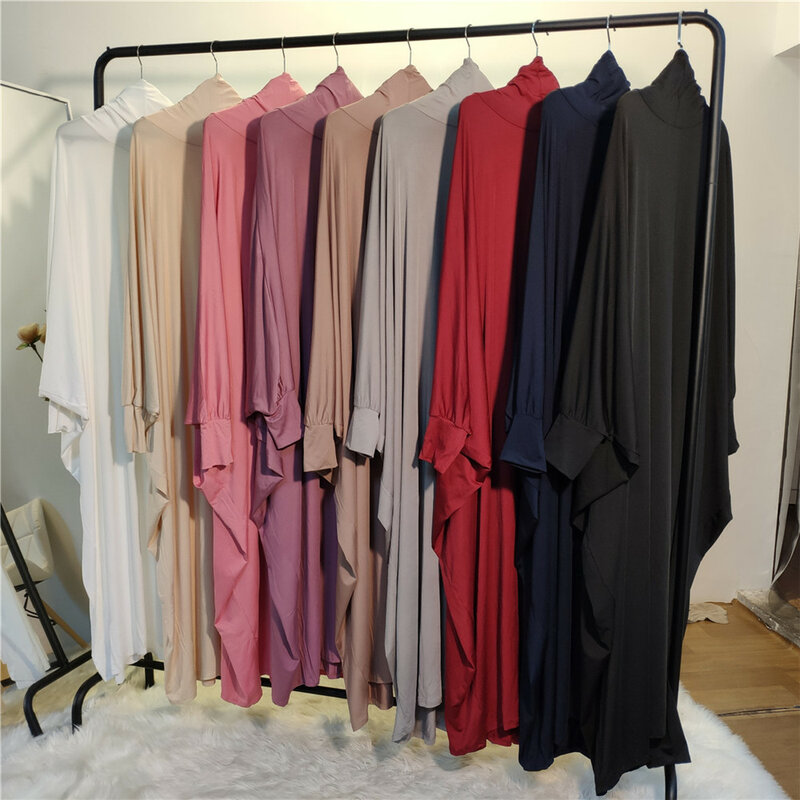 Abaya bertudung Lebaran Ramadan jubah Muslim garmen gaun panjang longgar pakaian Islami Turki Abayas Dubai pakaian Islami Djellaba Femme