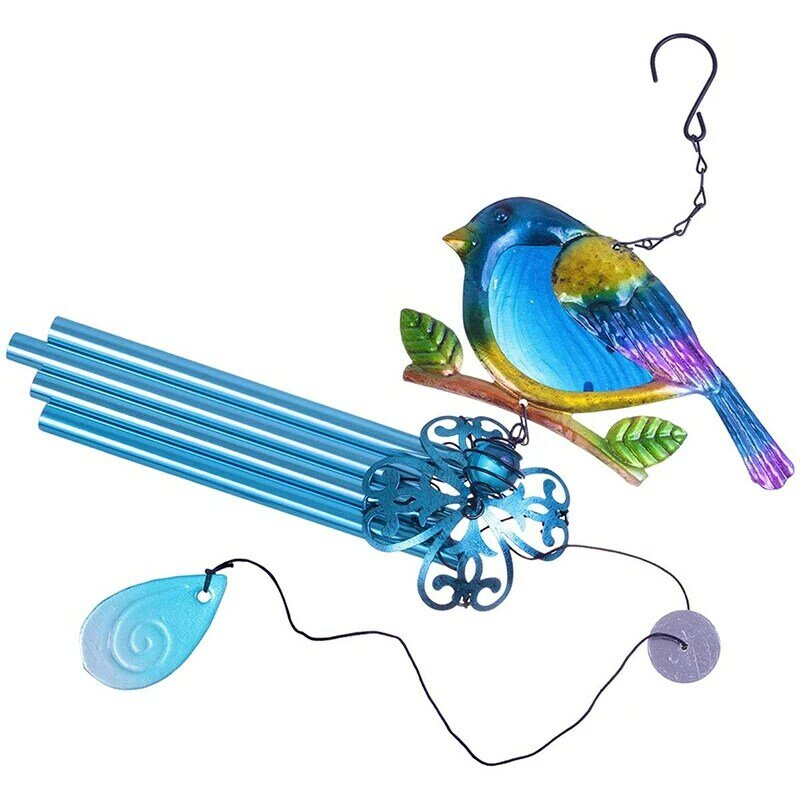 Carillón de viento para decoración de interior y exterior, carillón de viento móvil para decoración de jardín romántico de pájaro azul, Festival en casa