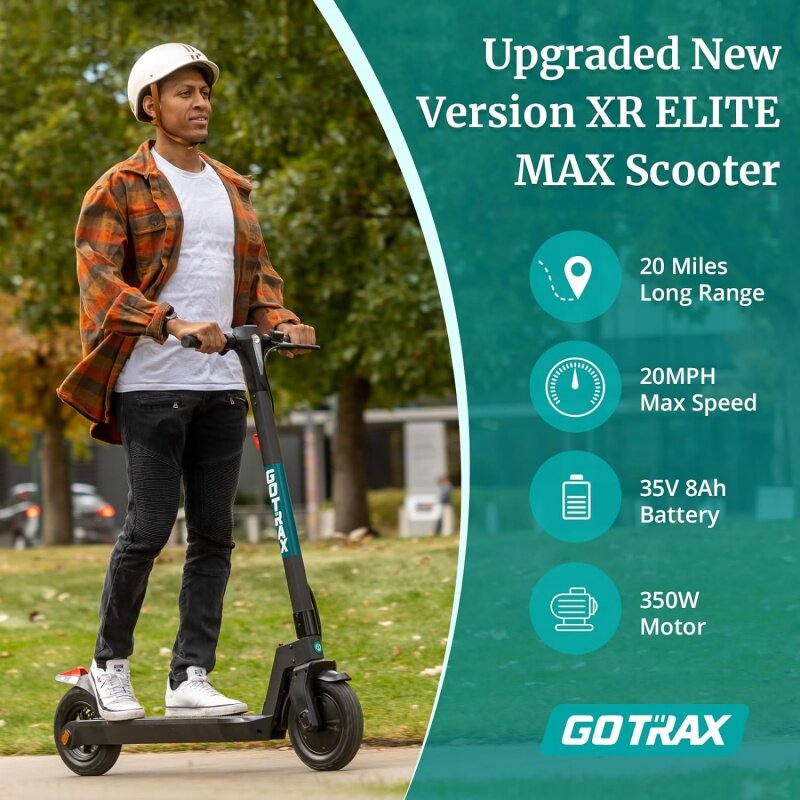 Gotrax Electric Scooter, 10 "Pneumatic Tire, Max 20/38 Mile, Max 20Mph Speed, All Aluminum Body and Headlight Taillight, LED Lar