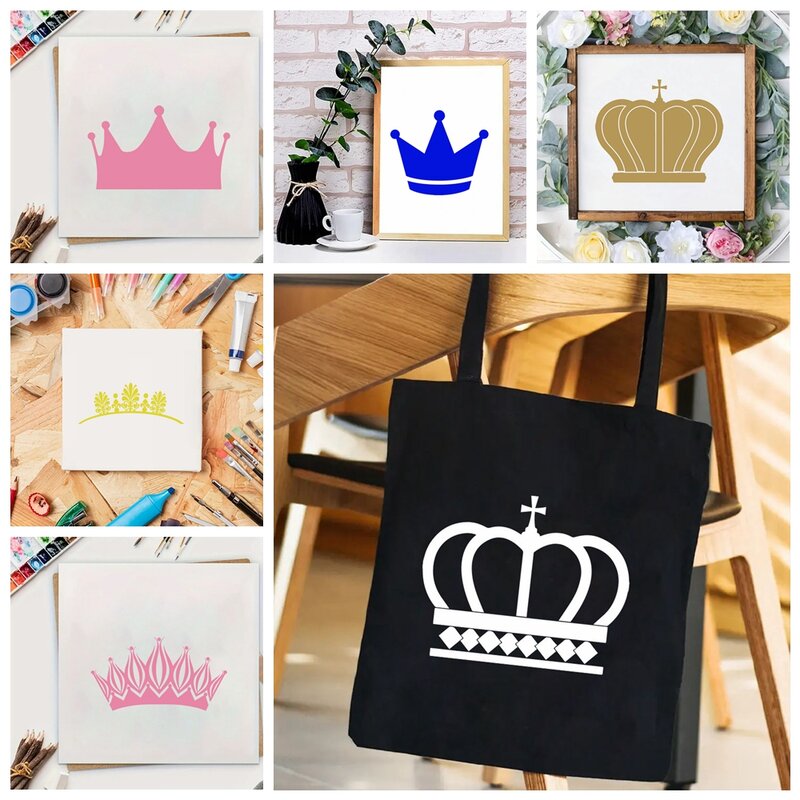 1pc Flexible Crown Decorative Card Template For Picture Frames, Fabric And Walls Stencils For Painting