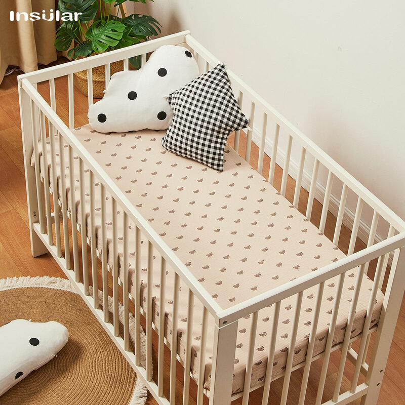 Sábanas ajustadas para cuna de bebé recién nacido, sábana con estampado de dibujos animados, fundas de colchón para cama de bebé, Unisex, 130x72cm