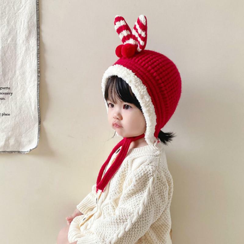 Bonnet oreilles de lapin pour bébé, bonnets pour fille et garçon, bonnets en tricot chauds pour enfant, bonnets en tricot doux et confortables pour bébé, écharpes de protection