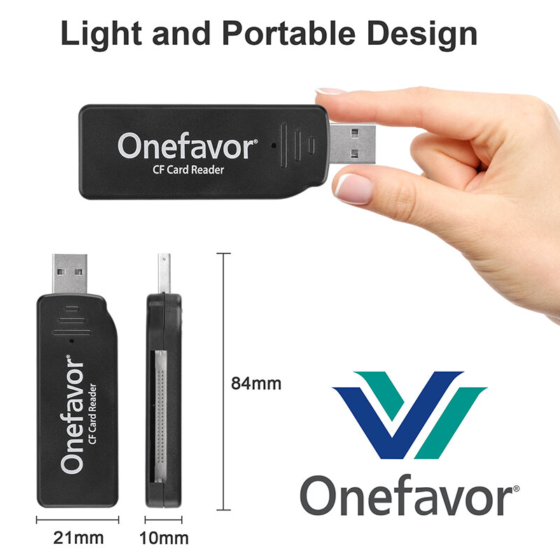 Onefavor CF pembaca kartu Universal, Flash Card kecepatan tinggi USB2.0 kompak untuk PC Laptop komputer 100% asli