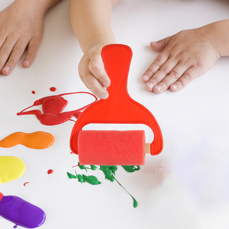 4 buah spons kuas cat, rol cat set minyak untuk melukis anak-anak