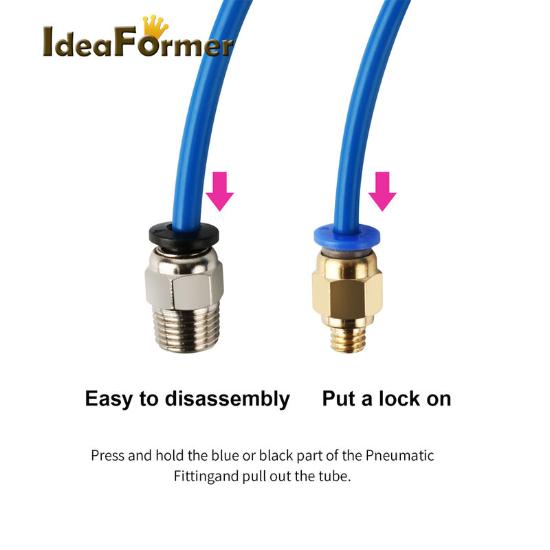 IdeaFormer PFA PTFE Tubing 1M Tube Quick Fitting Cutter Pneumatic Fitting Push 1.75mm Filament nozzles 3D Printer Accessories