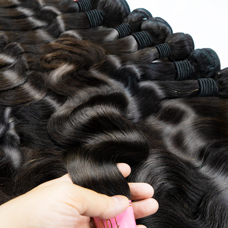 Human Hair Bundles with Closure Body Wave 100% Brazilian Virgin Remy Human Hair 3 Bundles with 13×4 Lace Closure Natural Color
