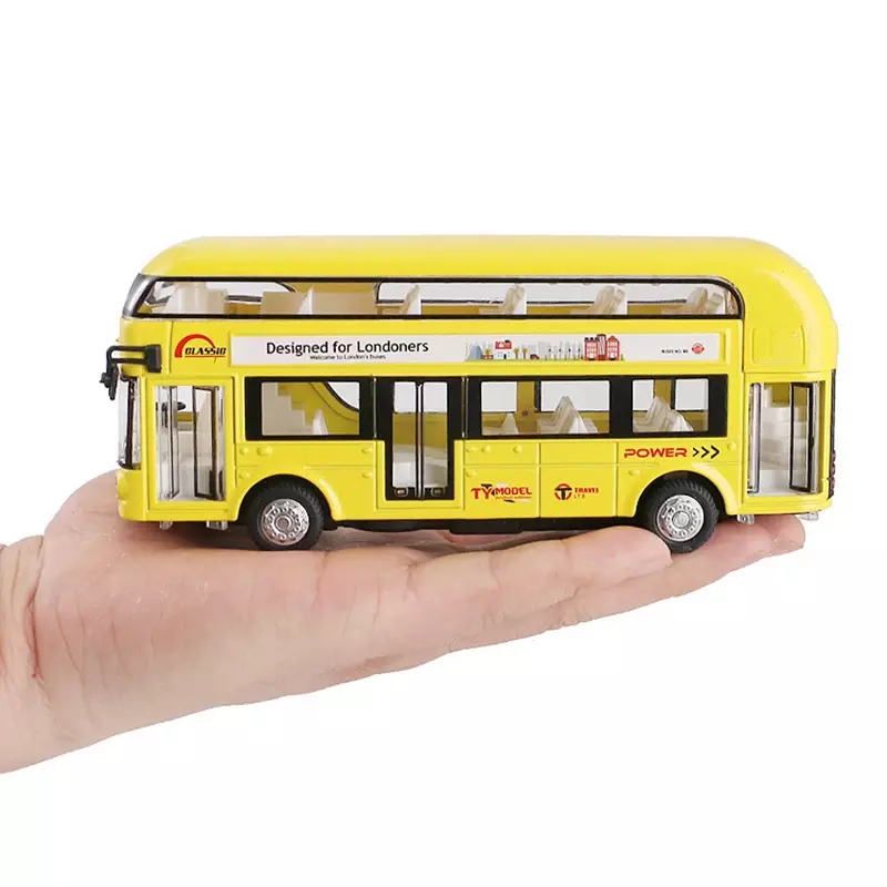 Autobus di londra a due piani da 17CM con porte lampeggianti a suono aperto giocattoli modello di auto per autobus di lusso per bambini regali di natale