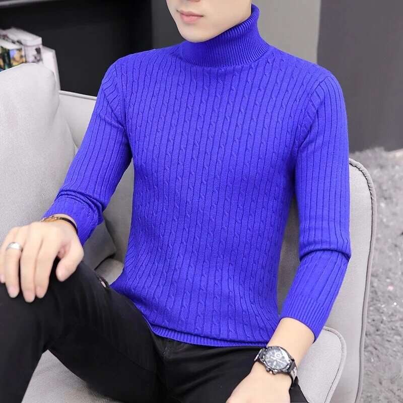 Men's Turtleneck Sweater Winter Casual  Knitted Sweater Keep Warm Fitness Men Pullovers Tops