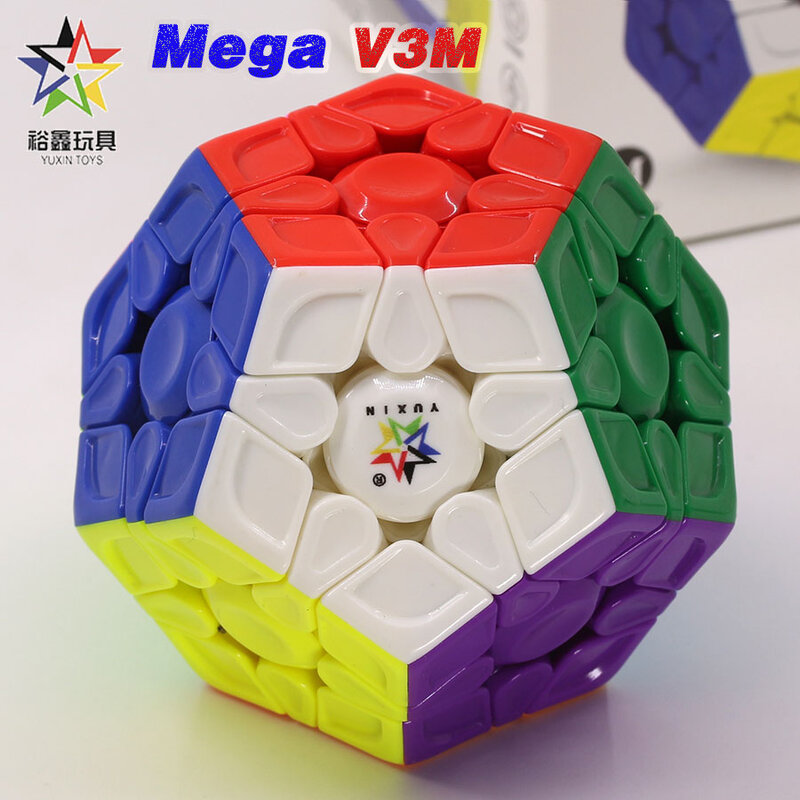 YuXin Megamin 3x3 V3 M kecil sihir magnetik Dodecahedron V3M Megaminxed Magnet tanpa stiker Cubos Magico mainan logika profesional