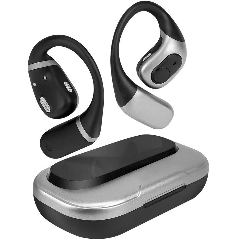 Earphone Bluetooth 5.3 Konduksi Udara Headphone Nirkabel Display Led Tahan Air Olahraga Earbud Stereo HiFi Headset Telinga Terbuka