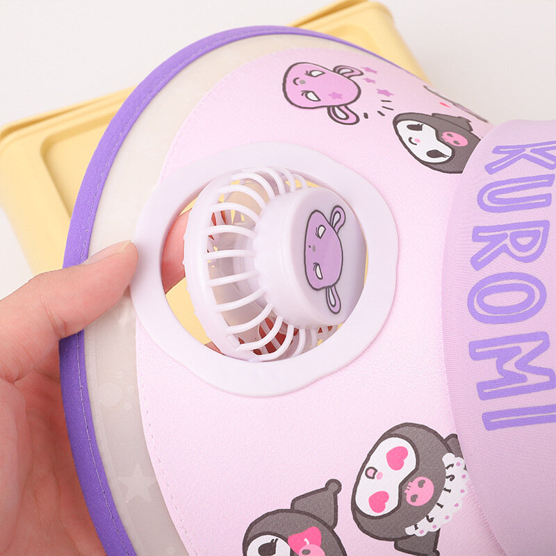 Hello Kitty Y2K topi Fan Sanrio Kawaii Anime Kuromi Cinnamoroll Pochacco USB pengisian Fan topi matahari anak kartun hadiah