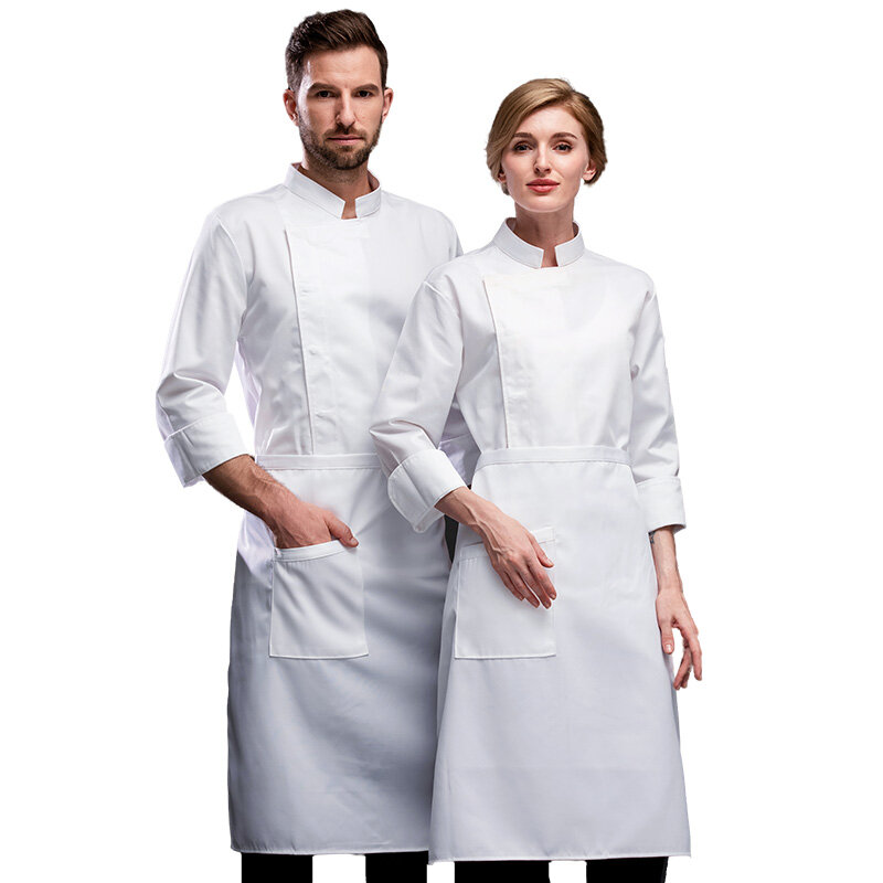 Veste de chef cuisinier pour hommes et femmes, uniforme de chef cuisinier, vêtements de travail, manteau de chef cuisinier, accessoires de restaurant