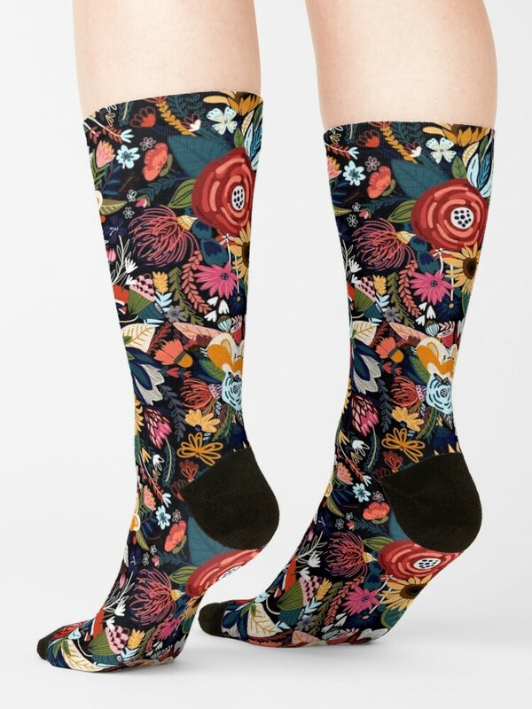 Popping Moody носки с цветочным рисунком, модная обувь в комплекте, зимние подарки, мужские носки, роскошные женские носки