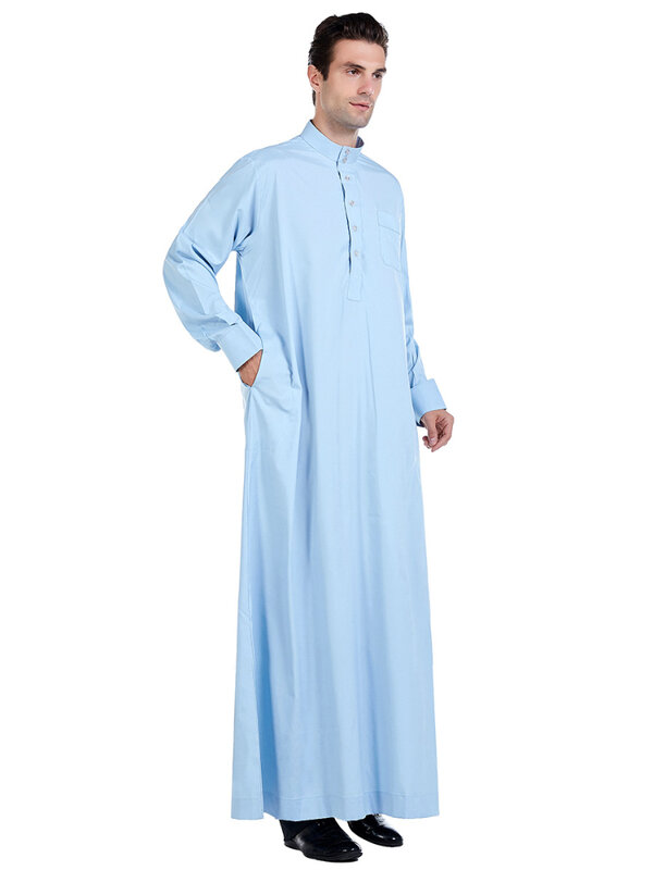 Jubba Thobe muçulmano para homens, Vestuário islâmico, Vestido Ramadã, Manto Longo, Vestuário Saudita, Caftan, Jubah, Dubai, Vestir árabe