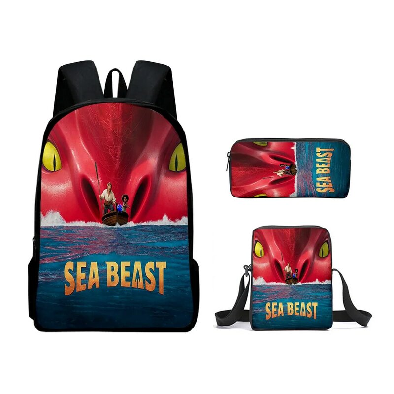 Classic Fashion the sea beast 3D Print 3pcs/Set pupil School Bags Laptop Daypack Backpack Inclined shoulder bag Pencil Case