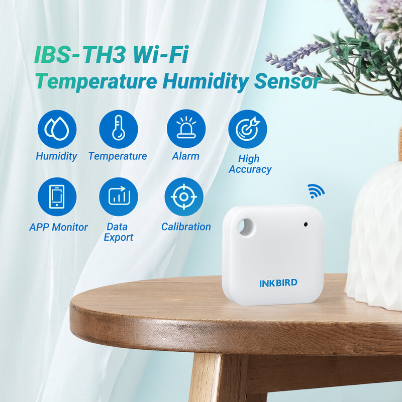 INKBIRD-Sensor de Temperatura e Umidade sem fio, IBS-TH3, Terrários Répteis, Termômetro e Higrômetro com Alarme, Armazenamento de Dados