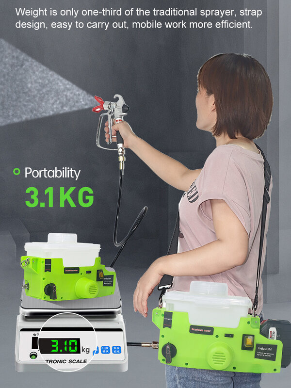 PULVERIZADOR portátil sin aire, mochila de mano con batería de litio, máquina de pulverización de pintura profesional de alta presión