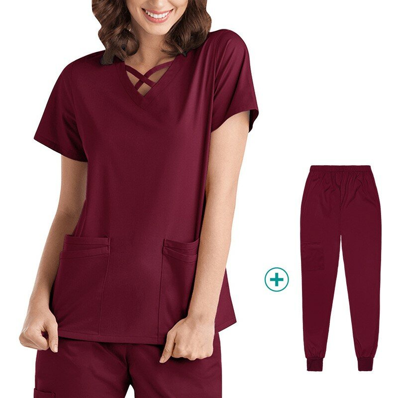 Elastic Quick Drying Medical Uniform Dentist Pharmacy operating room Uniform thin Short Sleeved Scrub Sets Doctor Nurse Workwear