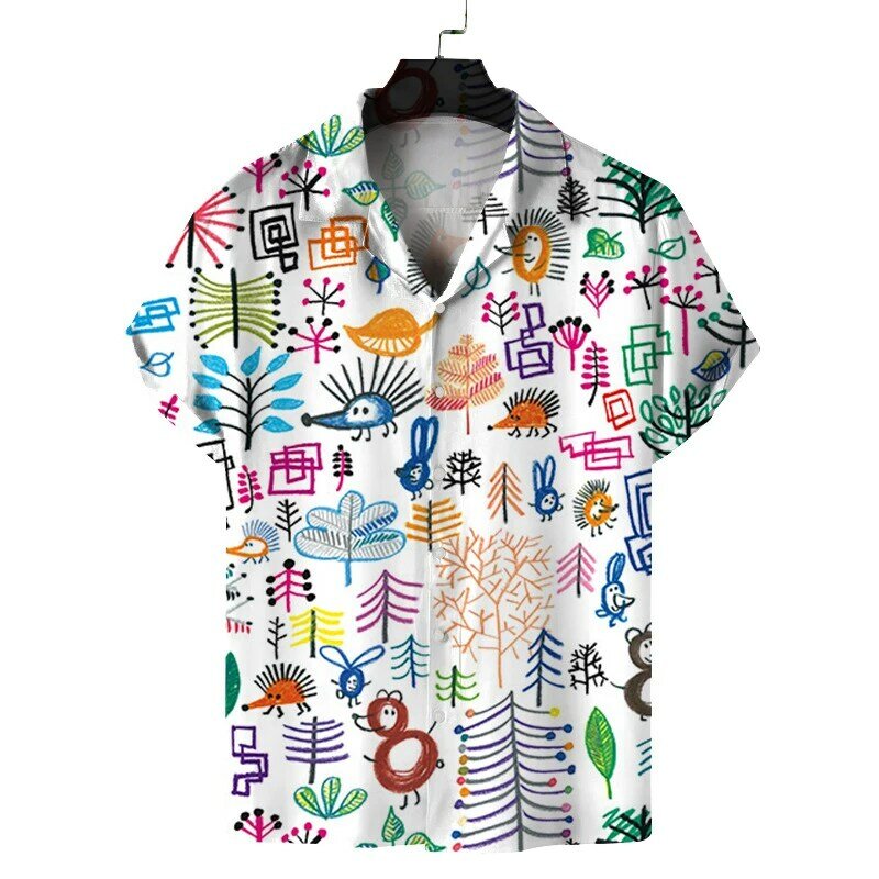 Camiseta con estampado 3d de palmera para Hombre y mujer, camisa de manga corta con solapa, informal, de uso diario, y2k, nueva moda, 2024