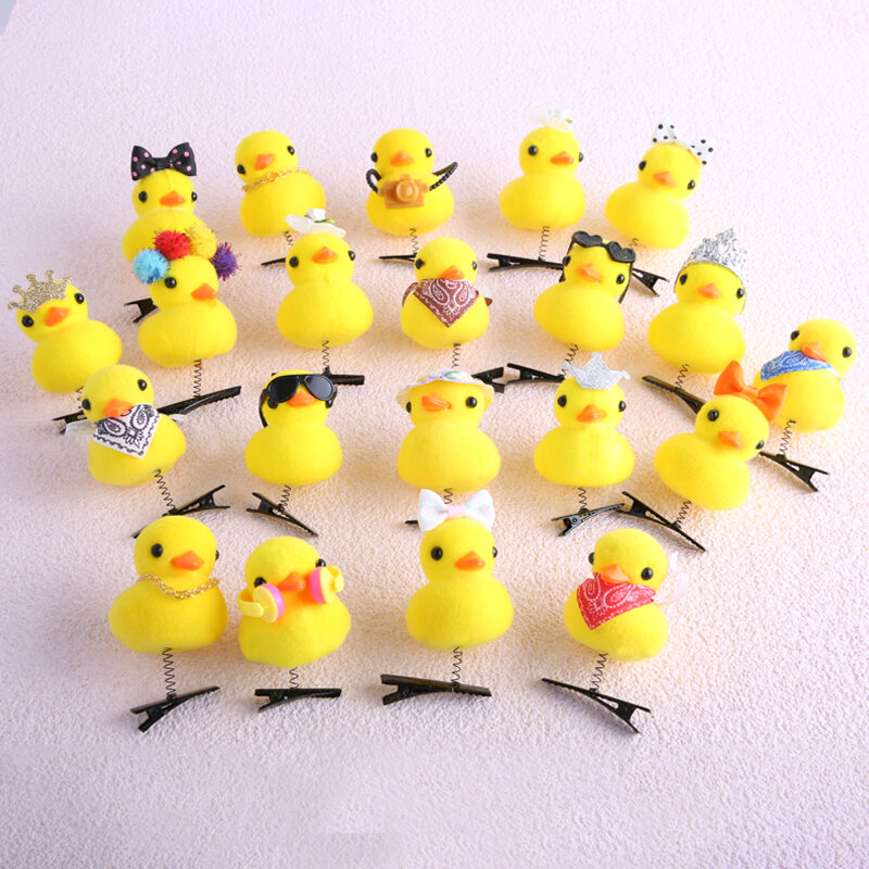10/100PCS/Lot Cute Yellow Duck Hair Clips Women Girls Lovely Duckbill Clip 3D Little Yellow Duck Hairpin Plush Hairpin Headwear