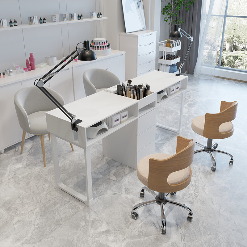 Bureau de rangement pour ongles blanc, table de manucure design esthétique, meubles de manucure modernes