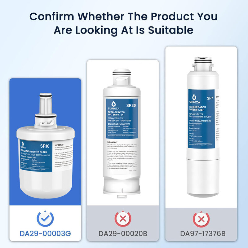 Filtro de água para geladeira, compatível com Samsung Aqua-Pure Plus,DA29-00003F, DA29-00003B, HAFCU1, RFG237AARS,1-5P