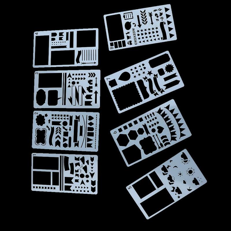 Règle de modèle de dessin de galets de journal en plastique, agenda de licence de bricolage, 12 pièces