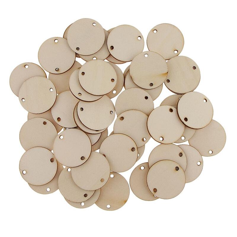 100x Blank Wood Pieces Slice Round Unfinished Crafts Wood Discs