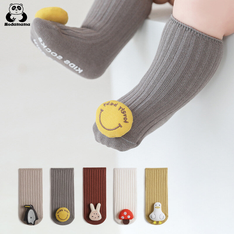 Modamama-Calcetines antideslizantes para bebé, medias de algodón con diseño de dibujos animados en 3D, suaves, para otoño e invierno, 2