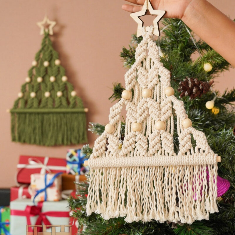 Boho Christmas Decor Christmas Wall Art Macrame Xmas Decor Holiday Wall Decor Wall Hanging Macrame albero di natale FD39743624