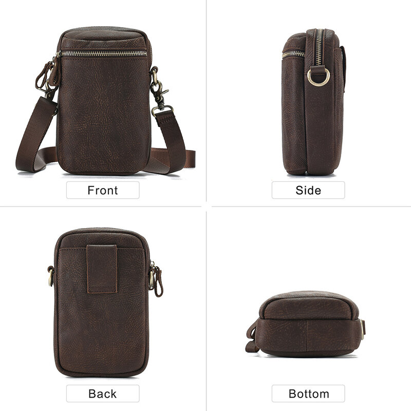 Genuine Leather Men Waist Bag Mobile Phone Bag Bum Pouch Casual Sports Travel Small Shoulder Crossbody Belt Bag New
