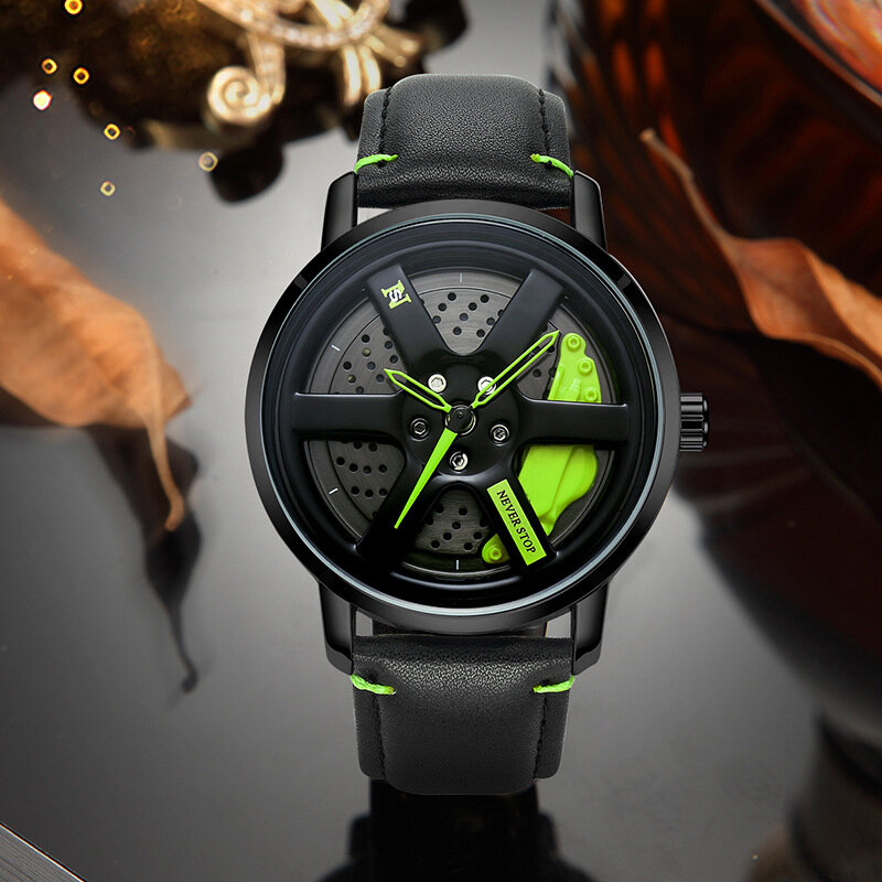 UTHAI L98 Brand Watch para homens, moda masculina, personalidade esportiva, hub de carro, rotação 360 °, couro impermeável, relógio de quartzo masculino, relógio de pulso