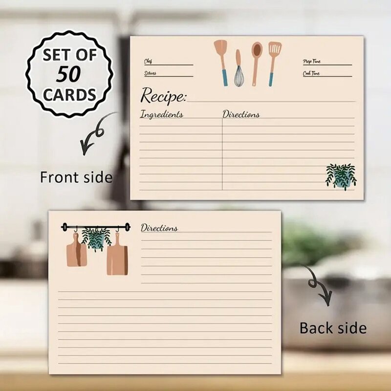 Recipe Cards Kit 4X6inches Of 100 Double Sided Thick Cardstock Blank Recipe Cards Set For Mom, Sister, Daughter, Friend Gift