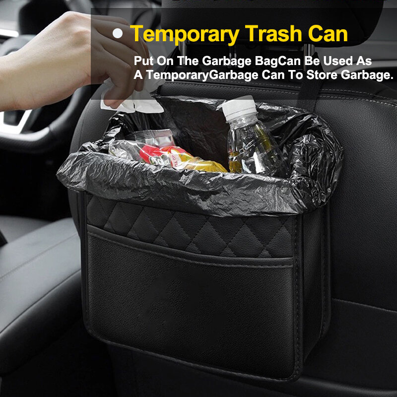 Многофункциональная Кожаная сумка для хранения, сумка для мусора, подходит для большинства моделей автомобилей