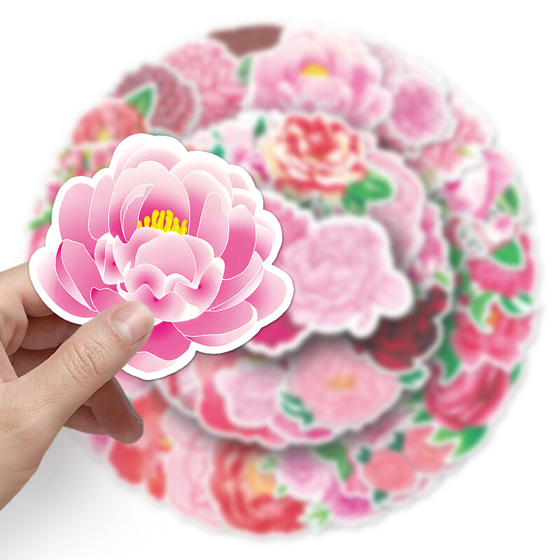 50 buah stiker grafiti seri bunga Botan kartun cocok untuk helm Laptop Dekorasi Desktop mainan stiker DIY grosir