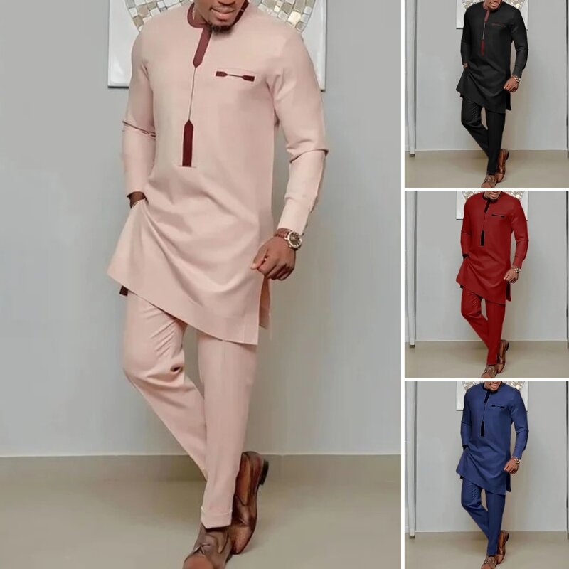 Men's luxury fashion casual print two-piece set