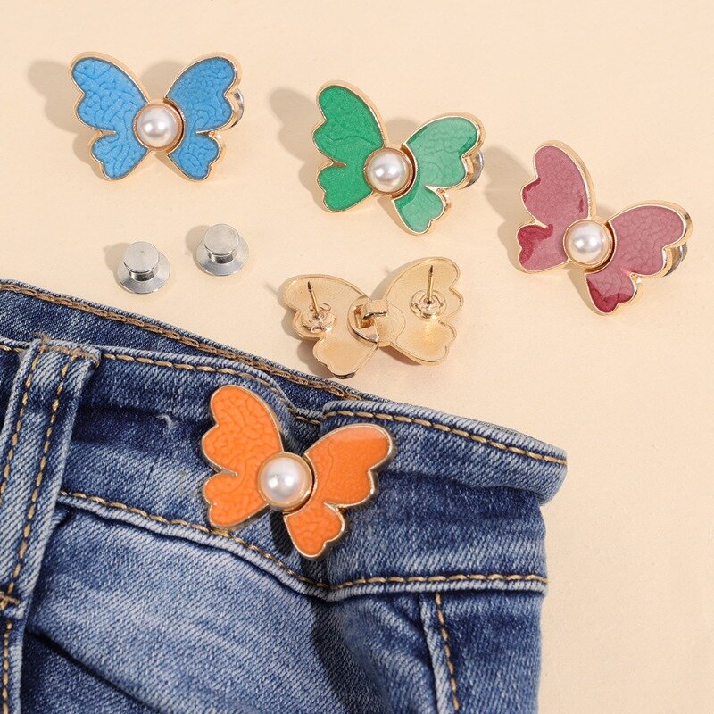Hebilla de mariposa colorida versátil desmontable cosido libre circunferencia de cintura ajustable botón de ajuste extraíble herramienta mágica