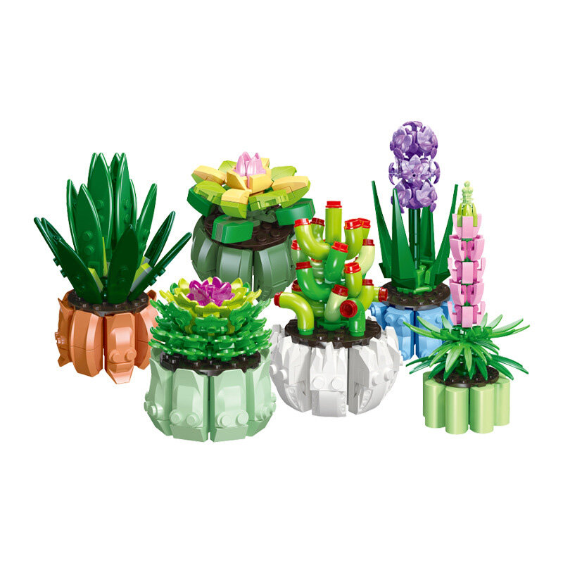 Décennie s de construction de bonsaï pour fille, jouets en briques, vue sur la rue de la ville, fleur, décoration intérieure, cadeau, vente unique