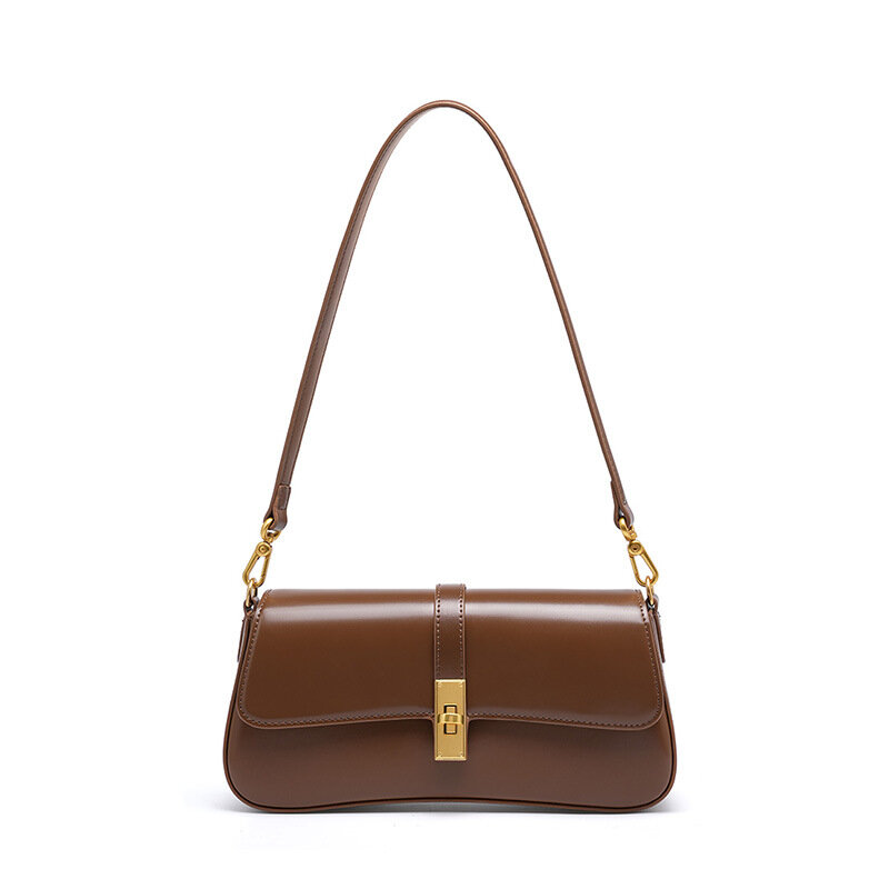 YANATARI-Bolsas de couro genuíno feminino, bolsas de luxo femininas, couro de vaca, bolsa de ombro vintage, alta qualidade, 2024