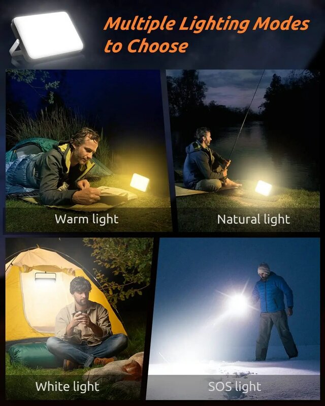 Recarregável LED Camping Light, Luz portátil funciona, 5 modos de iluminação, IPX5 impermeável, Luz de tenda para Power Outage, Caminhadas, 4000LM